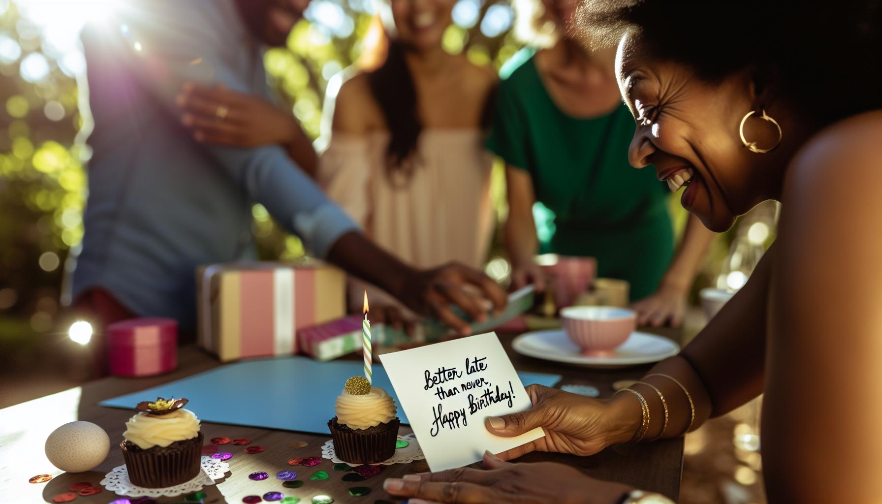 Herzliche Gratulationen für verspätete Geburtstagswünsche